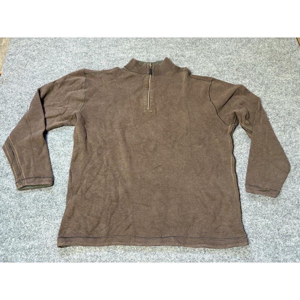 Age Of Wisdom Sweater Mens M Brown / Green Reversible 1/4 Zip Pullover